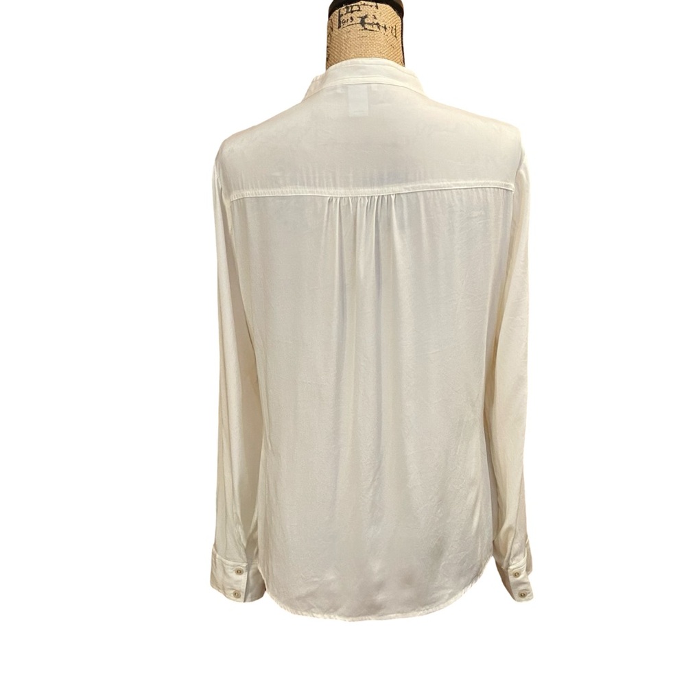 Cache Cream Mock Neck Half Button Up Blouse Size … - image 3